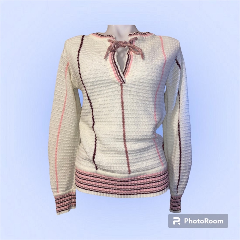 Vintage pink and white knit sweater